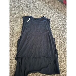 Forever 21 Black Heart Cutout Back Muscle Tee Sleeveless Distressed Grunge Top